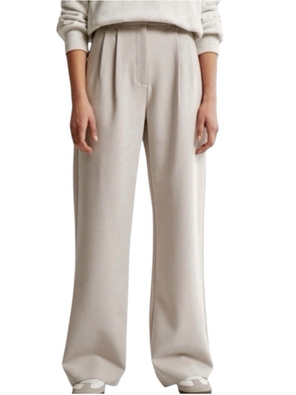 Abercrombie A&F Sloane Tailored Wide Leg Trouser Pants Light Taupe Curve Love 10